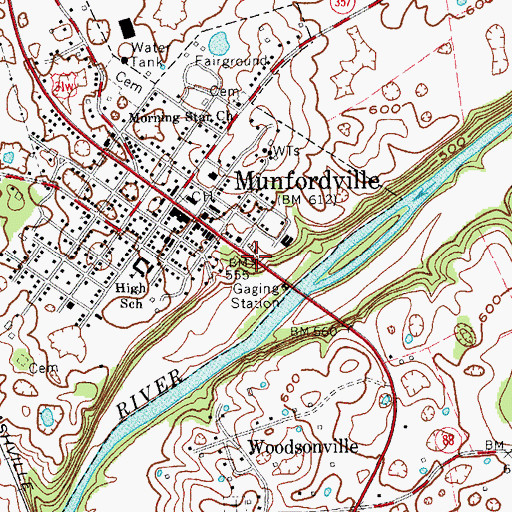 Topographic Map of L and N Railroad Bridge Historical Marker, KY