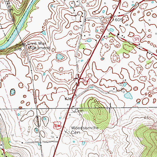 Topographic Map of Battle of Munfordville Historical Marker, KY