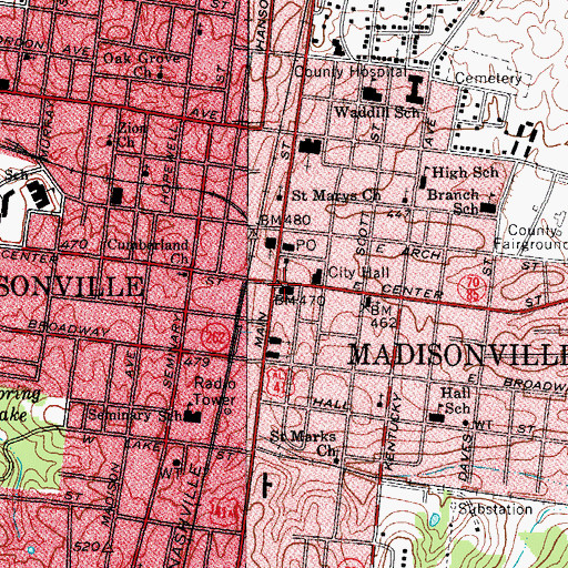 Topographic Map of Governor Ruby Laffoon Historical Marker, KY