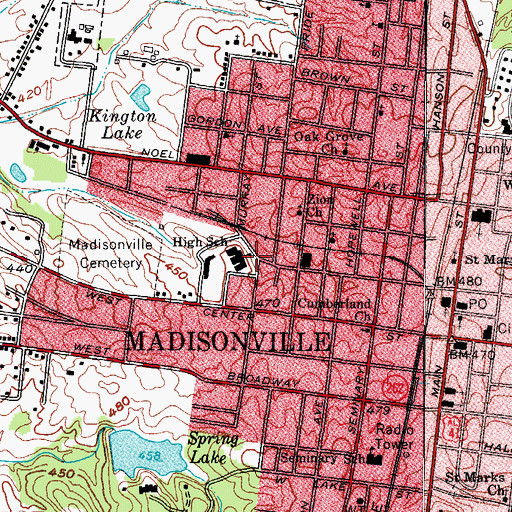 Topographic Map of Army of Six Historical Marker, KY