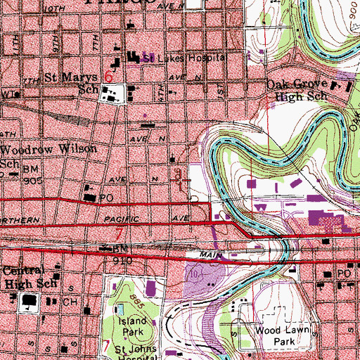 Topographic Map of Fargo City Hall, ND