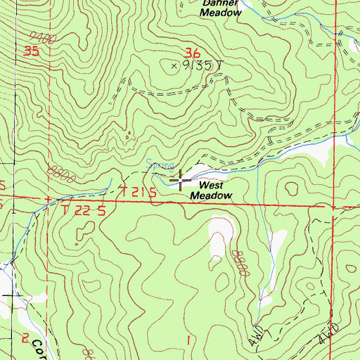 Topographic Map of West Meadow, CA