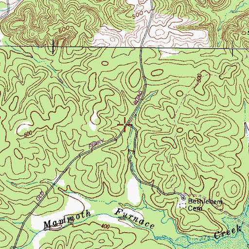 Topographic Map of Mammoth Furnace Historical Marker, KY