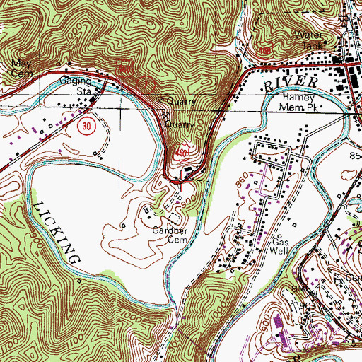 Topographic Map of Licking Station Historical Marker, KY