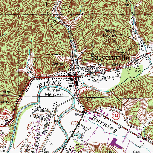 Topographic Map of Magoffin County Historical Marker, KY