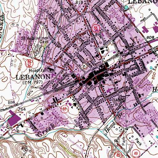 Topographic Map of Battle of Lebanon Historical Marker, KY
