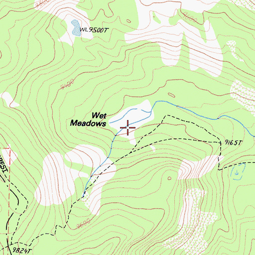 Topographic Map of Wet Meadows, CA