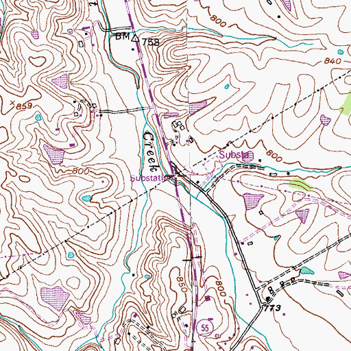 Topographic Map of Cartwrights Station Historical Marker, KY