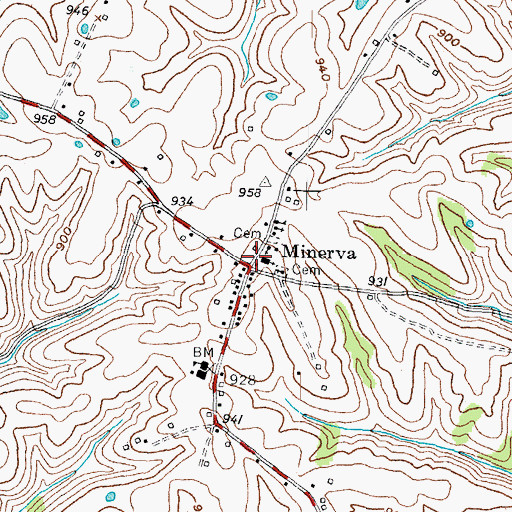 Topographic Map of Bracken Baptist Church Historical Marker, KY