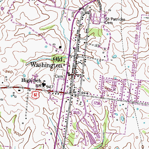 Topographic Map of Smiths Wagon Road Mail Route Historical Marker, KY