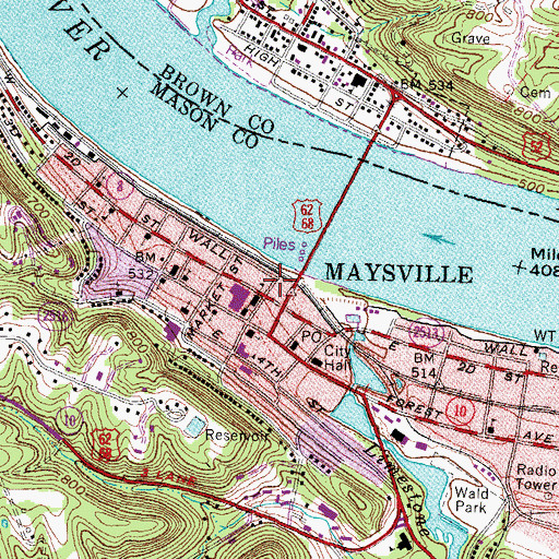 Topographic Map of Mason County Spy Company Historical Marker, KY