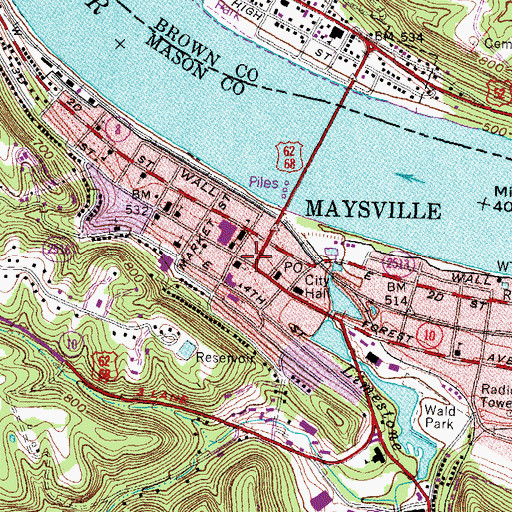 Topographic Map of Mason County Historical Marker, KY