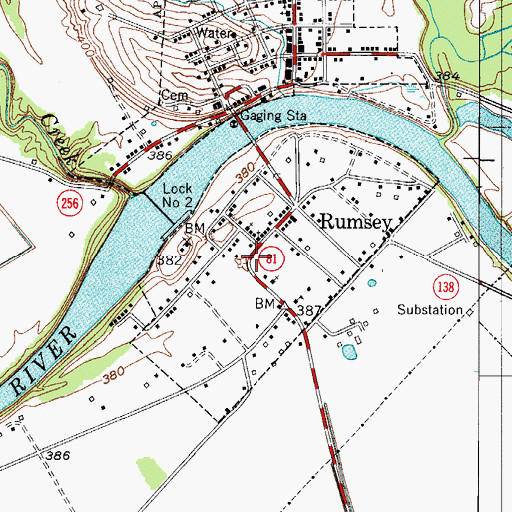 Topographic Map of Rumsey Historical Marker, KY