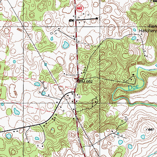 Topographic Map of Doe Run Creek Historic District Historical Marker, KY