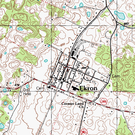 Topographic Map of Harold Pee Wee Reese Historical Marker, KY