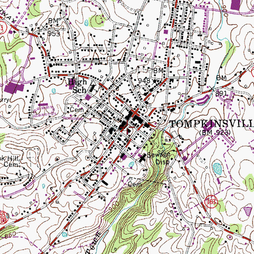 Topographic Map of Court House Burnings Historical Marker, KY
