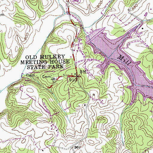 Topographic Map of Old Mulkey Church Historical Marker, KY