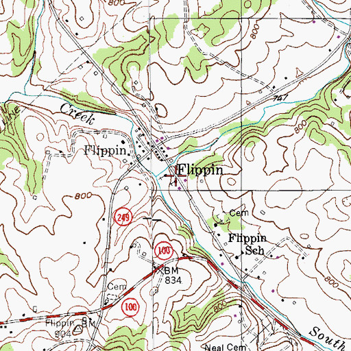 Topographic Map of Tulip Poplar Tree Historical Marker, KY