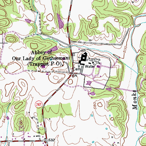 Topographic Map of Abbey of Our Lady of Gethsemani Historical Marker, KY