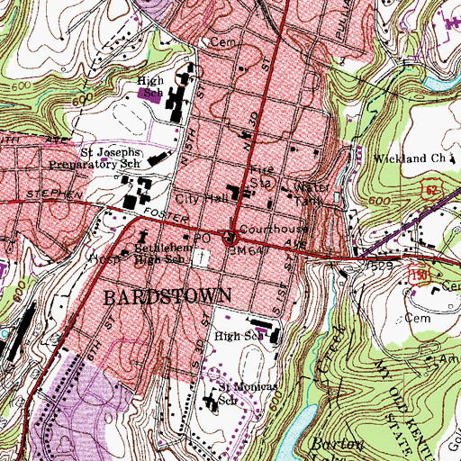 Topographic Map of Bragg and Morgan Encampments Historical Marker, KY