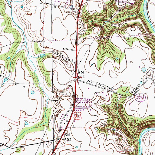 Topographic Map of Saint Thomas Farm Historical Marker, KY
