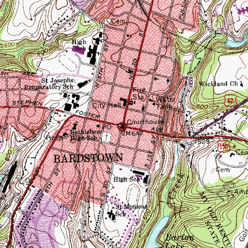 Topographic Map of Nelson County Historical Marker, KY