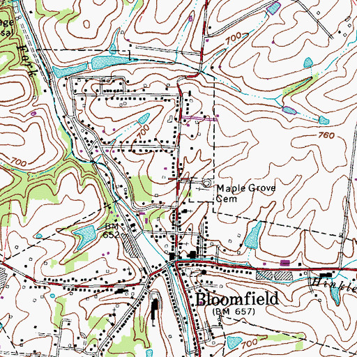 Topographic Map of Beauchamp Tragedy Historical Marker, KY