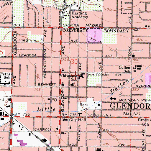 Topographic Map of Whitcomb Continuation High School, CA