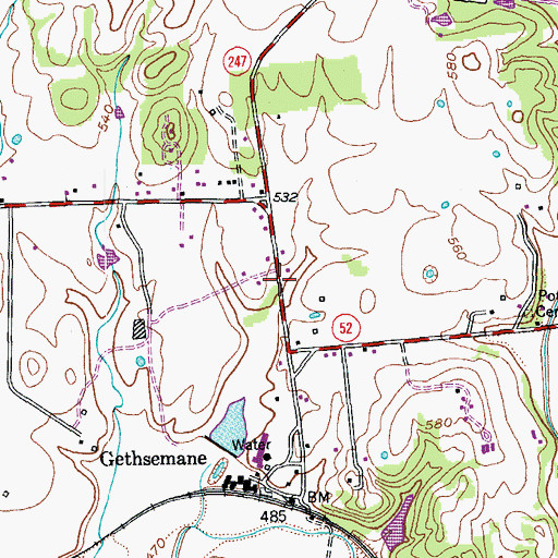Topographic Map of Pottingers Station Historical Marker, KY