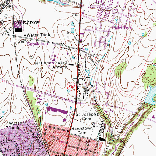 Topographic Map of Ben Johnson House Historical Marker, KY
