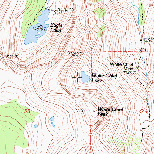 Topographic Map of White Chief Lake, CA