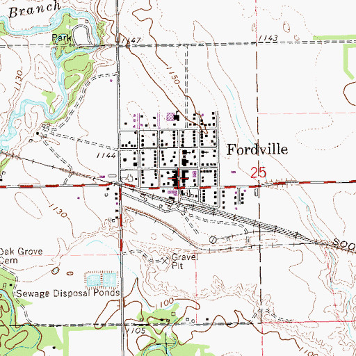 Topographic Map of Fordville City Hall, ND