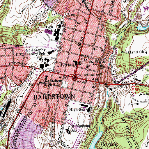 Topographic Map of Benedict Joseph Flaget Historical Marker, KY