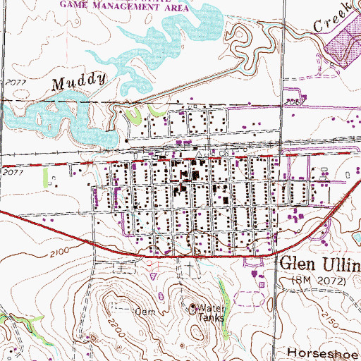 Topographic Map of Glen Ullin City Hall, ND