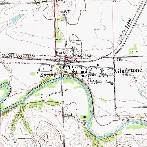 Topographic Map of Gladstone City Hall, ND