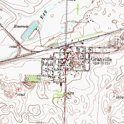 Topographic Map of Granville City Hall, ND