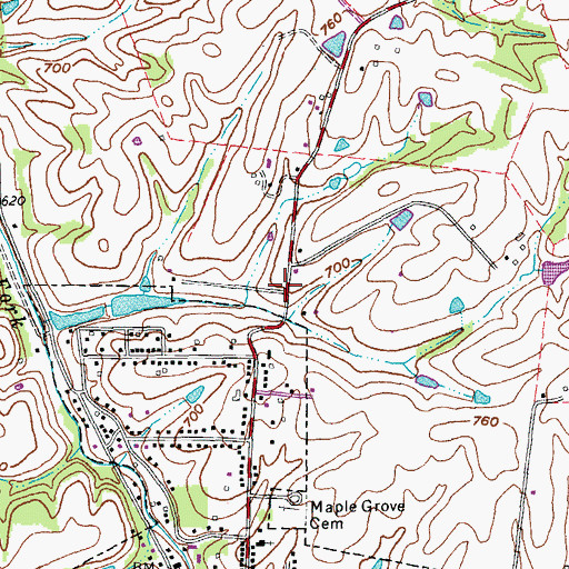 Topographic Map of Walnut Groves Farm Historical Marker, KY