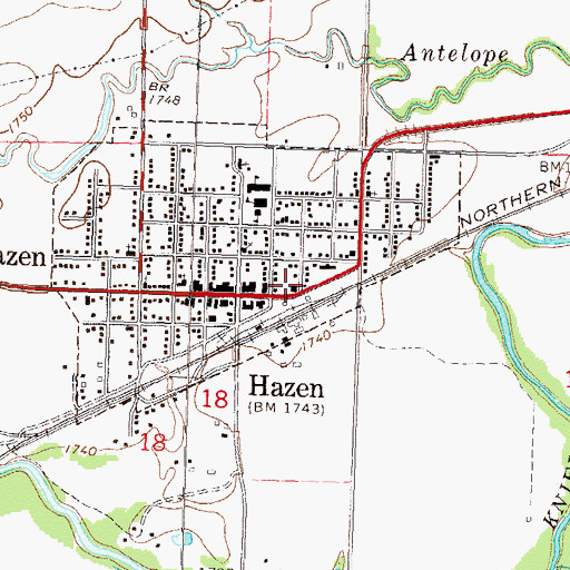 Topographic Map of Hazen City Hall, ND