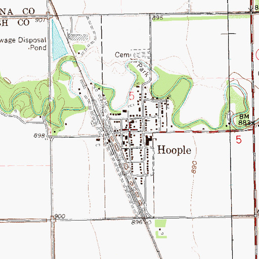 Topographic Map of Hoople City Hall, ND