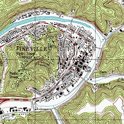 Topographic Map of Hatfield-McCoy Trial Historical Marker, KY