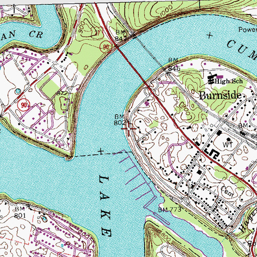 Topographic Map of Camp Burnside Historical Marker, KY