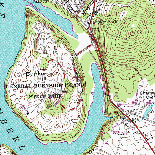 Topographic Map of Camp Burnside Historical Marker, KY