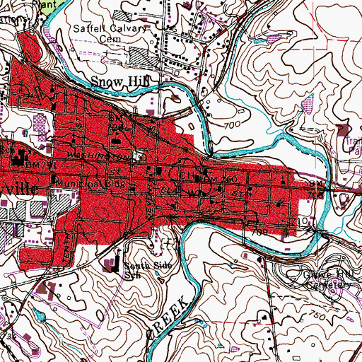 Topographic Map of Armstrong Hotel Historical Marker, KY