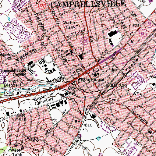 Topographic Map of Elias Barbee Historical Marker, KY
