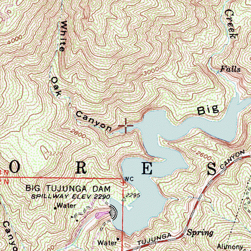 Topographic Map of White Oak Canyon, CA