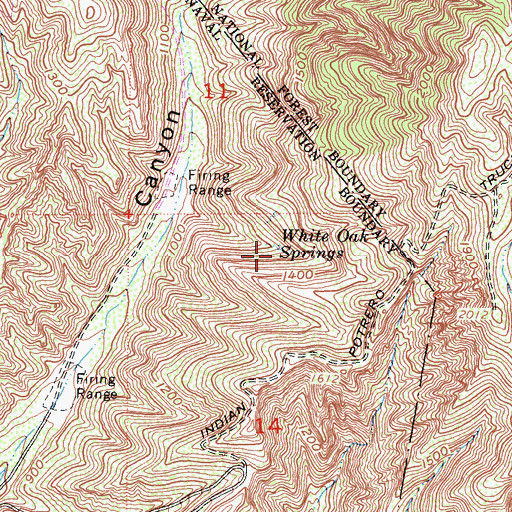 Topographic Map of White Oak Springs, CA