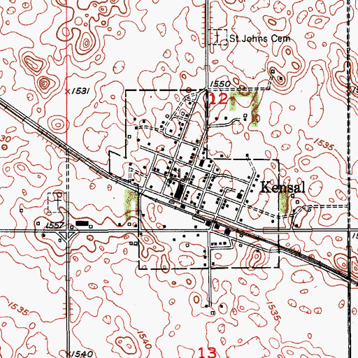 Topographic Map of Kensal City Hall, ND