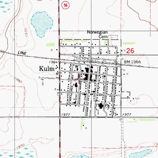 Topographic Map of Kulm City Hall, ND