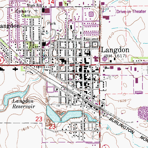 Topographic Map of Langdon City Hall, ND