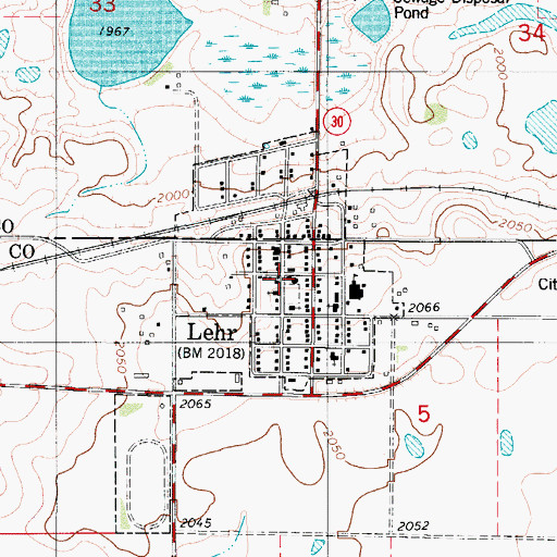 Topographic Map of Lehr City Hall, ND